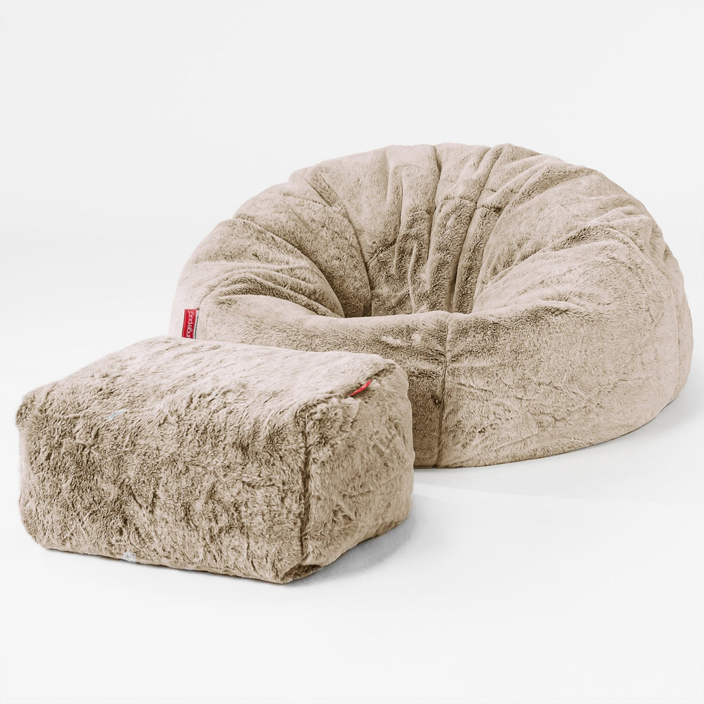 Klassischer Sitzsack Sessel - Kaninchen Kunstfell Goldbraun 02