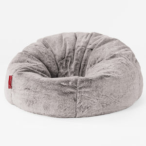 Klassischer Sitzsack Sessel - Kaninchen Kunstfell Hellgrau