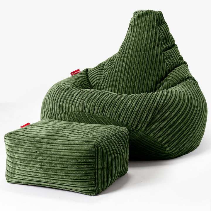 Kinder Gaming Sitzsack 6-14 Jahre - Cord Nadelwaldgrün 03