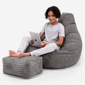 Kinder Gaming Sitzsack 6-14 Jahre - Cord Graphitgrau