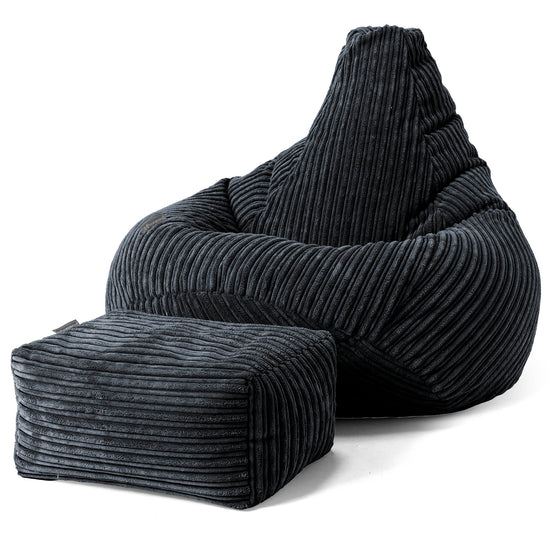 Kinder Gaming Sitzsack 6-14 Jahre - Cord Schwarz 02