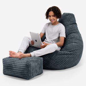 Kinder Gaming Sitzsack 6-14 Jahre - Cord Schiefergrau
