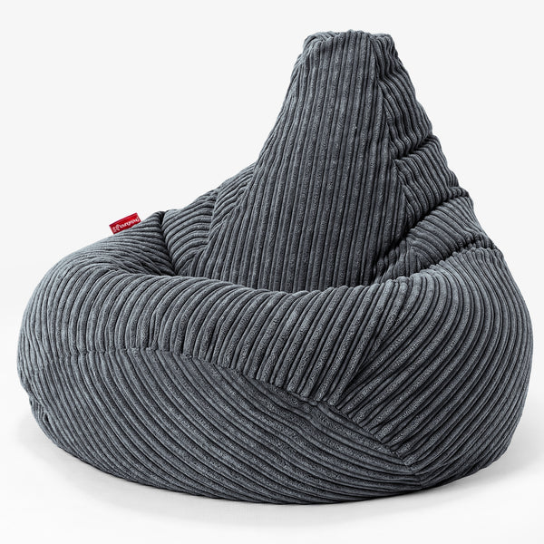 Kinder Gaming Sitzsack 6-14 Jahre - Cord Stahlgrau 01