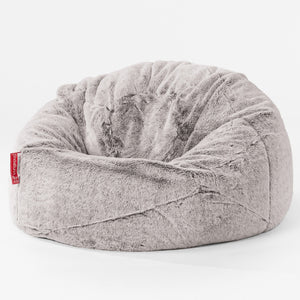 Klassicher Kindersessel Sitzsack 1-5 jahren - Kaninchen Kunstfell Hellgrau