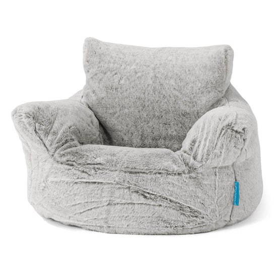 Klein Kindersessel Sitzsack 1-3 jahren - Kaninchen Kunstfell Hellgrau 01