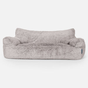 Josephine Sitzsack Sofa für Kinder 1-5 Jahre - Kaninchen Kunstfell Hellgrau