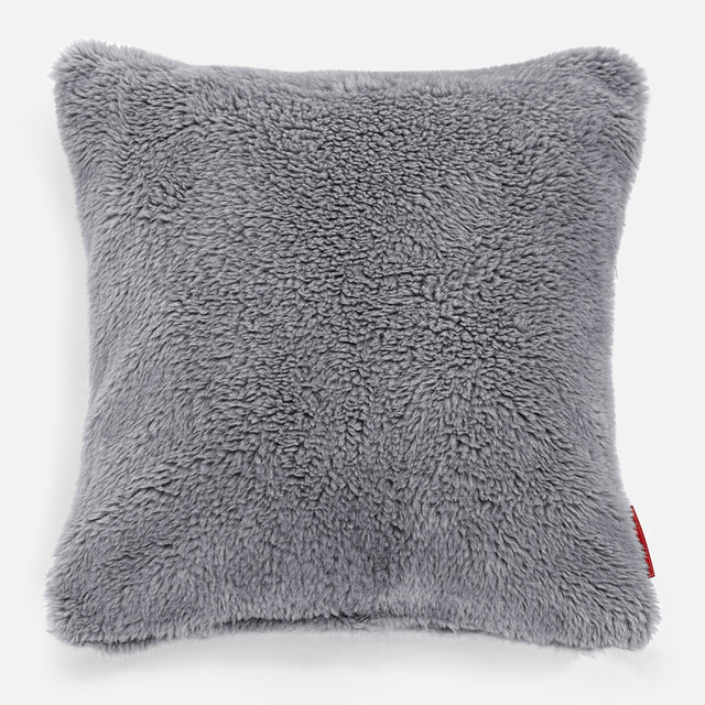 Kissen 47 x 47cm - Teddy Kunstfell Dunkelgrau 01