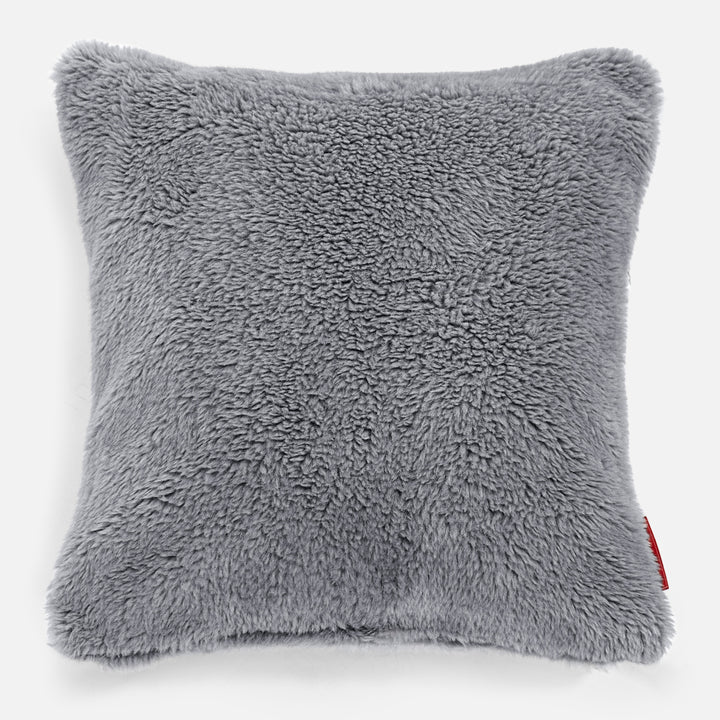 Kissen 47 x 47cm - Teddy Kunstfell Dunkelgrau 01