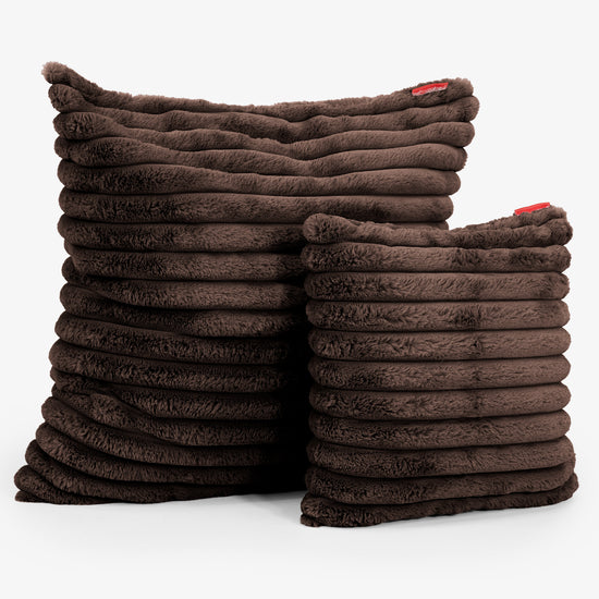 Dekokissen / Sofa Kissenbezug 47 x 47cm - Ultra Plüsch Cord Nussbraun 02
