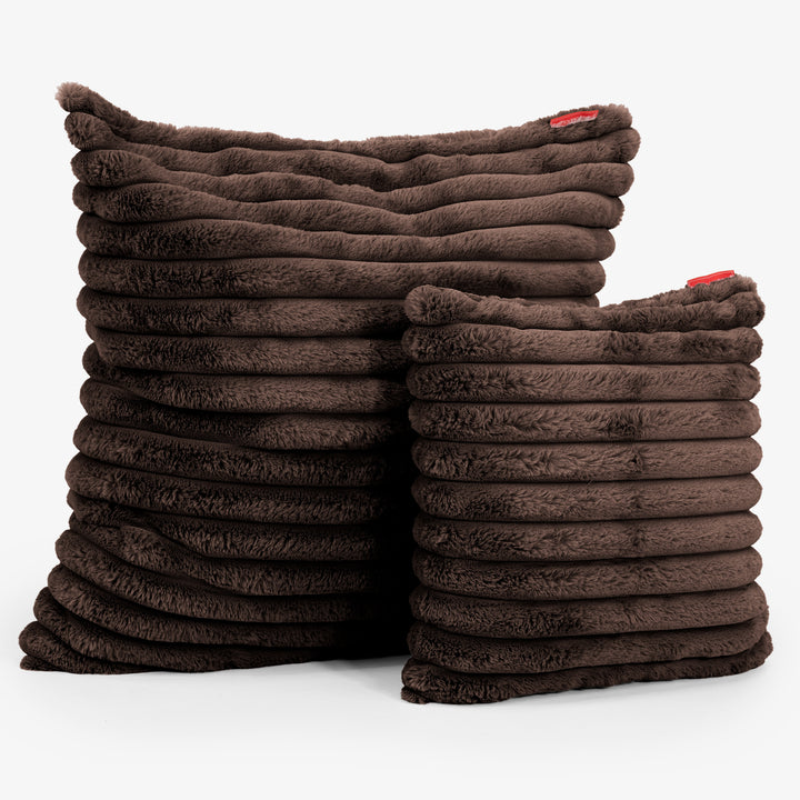 Dekokissen / Sofa Kissenbezug 47 x 47cm - Ultra Plüsch Cord Nussbraun 02