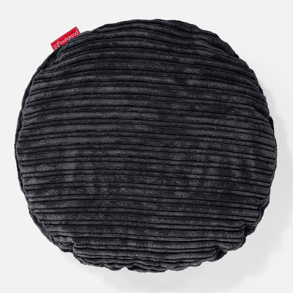 Kissen Rund 50cm - Cord Schwarz 01