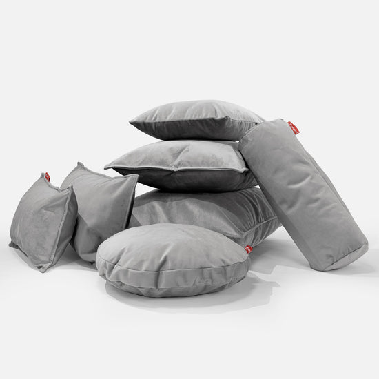 Kissen Rund 50cm - Samt Silber 03