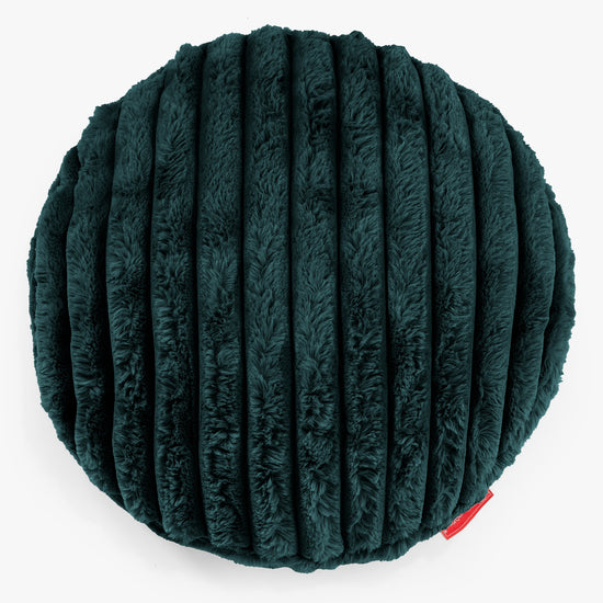 Dekokissen / Sofa Kissenbezug Rund 50cm - Ultra Plüsch Cord Blaugrün 01
