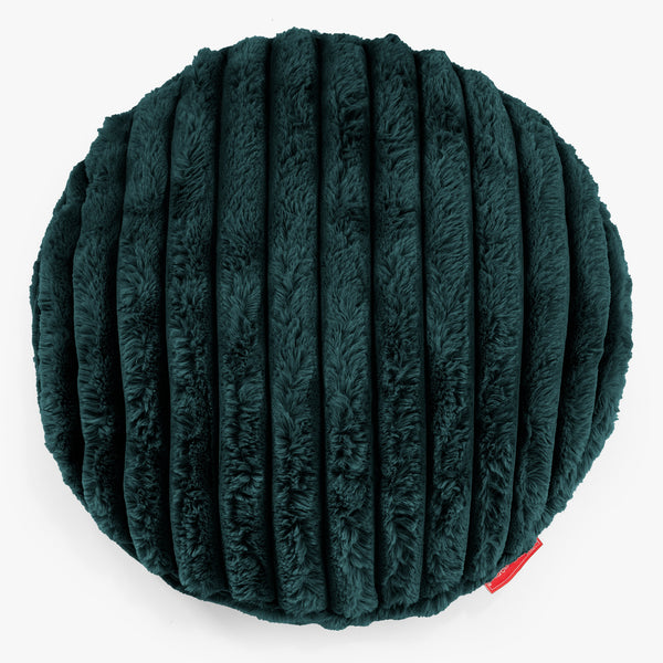 Dekokissen / Sofa Kissenbezug Rund 50cm - Ultra Plüsch Cord Blaugrün 01