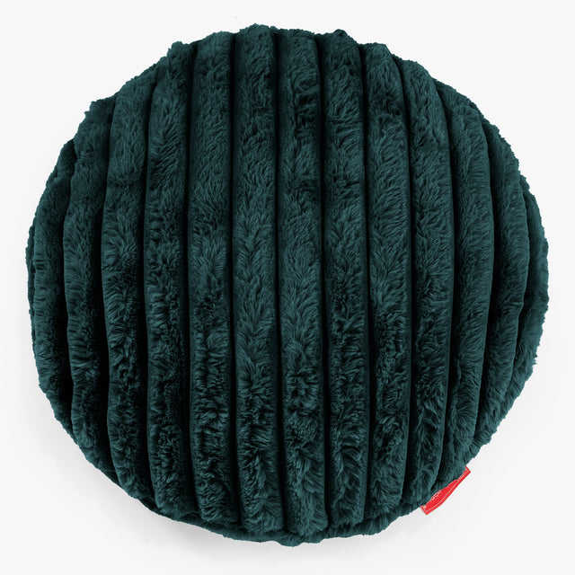 Dekokissen / Sofa Kissenbezug Rund 50cm - Ultra Plüsch Cord Blaugrün 01