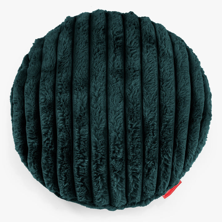 Dekokissen / Sofa Kissenbezug Rund 50cm - Ultra Plüsch Cord Blaugrün 01