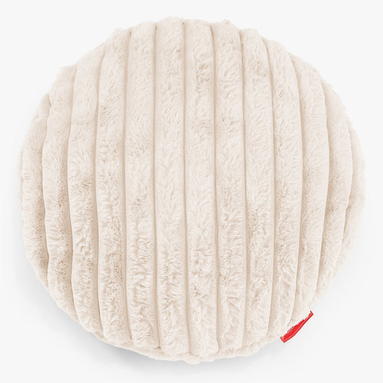 Dekokissen / Sofa Kissenbezug Rund 50cm - Ultra Plüsch Cord Creme 01