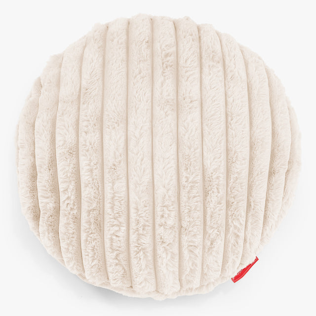 Dekokissen / Sofa Kissenbezug Rund 50cm - Ultra Plüsch Cord Creme 01