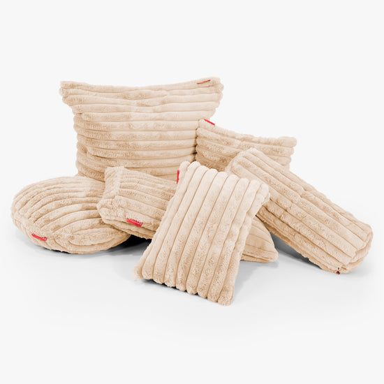 Dekokissen / Sofa Kissenbezug Rund 50cm - Ultra Plüsch Cord Pfirsich 02