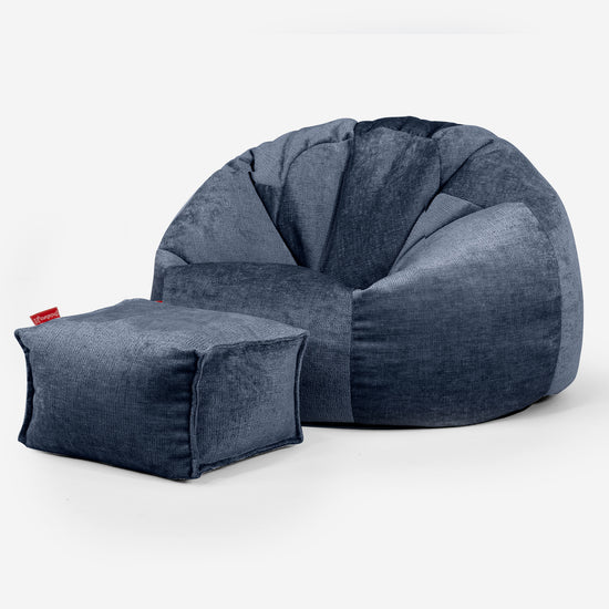 Klassischer Sitzsack Sessel - Chenille Marineblau 02