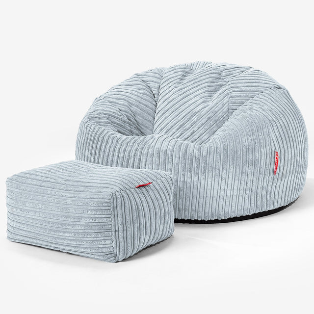 Klassischer Sitzsack Sessel - Cord Baby Blau 02