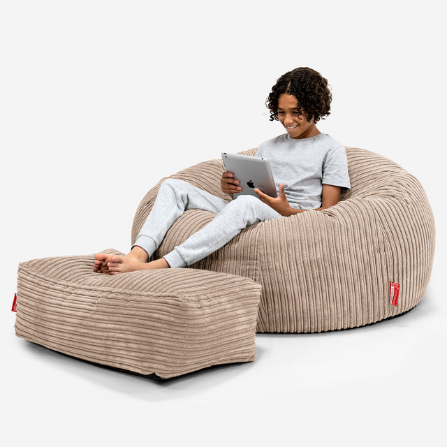 Kinder Sitzsack Sofa 6-14 Jahre - Cord Sand 01