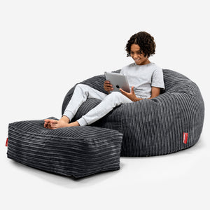 Kinder Sitzsack Sofa 6-14 Jahre - Cord Schwarz