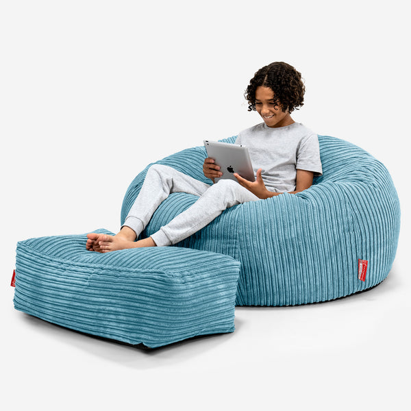 Kinder Sitzsack Sofa 6-14 Jahre - Cord Türkis 01
