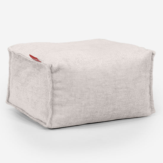 Kleiner Fußhocker - Chenille Creme 01