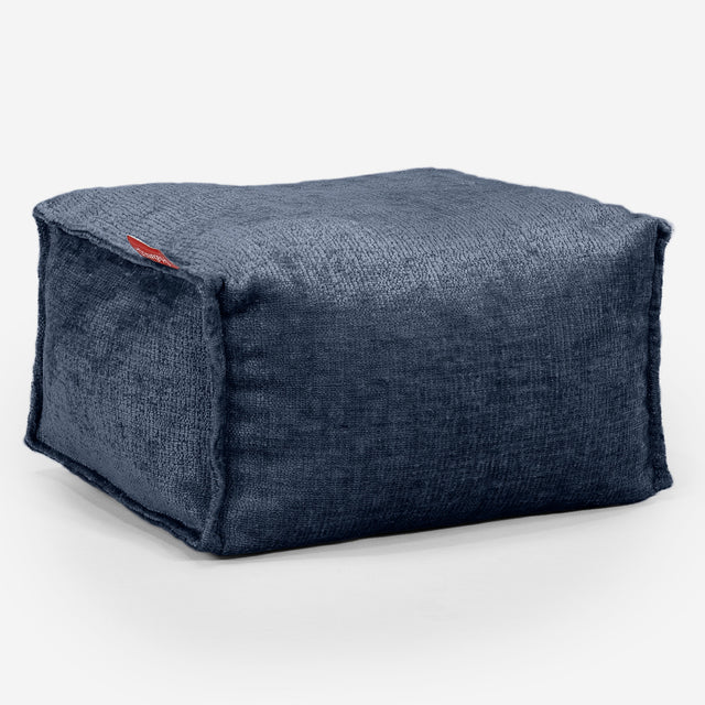 Kleiner Fußhocker - Chenille Marineblau 01