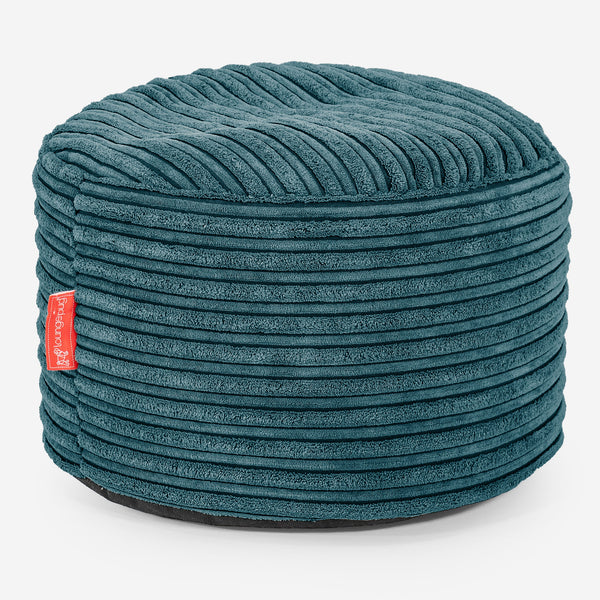 Kleiner runder Fußhocker - Cord Blaugrün 01