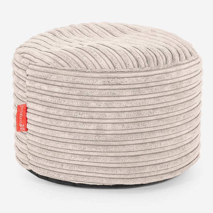 Kleiner runder Fußhocker - Cord Elfenbein 01