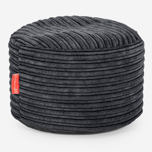 Kleiner runder Fußhocker - Cord Schwarz