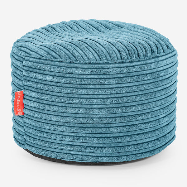 Kleiner runder Fußhocker - Cord Türkis 01