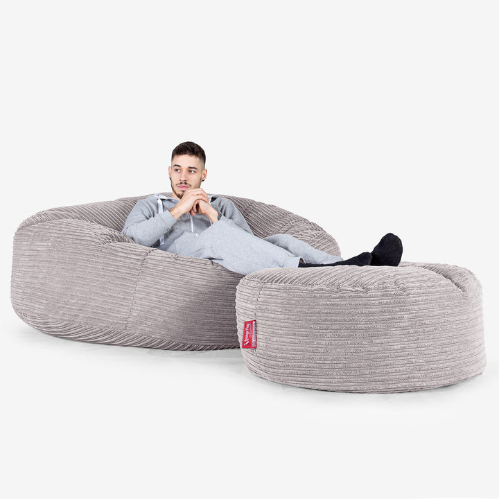 Mega-Mammoth Sofa Sitzsack XXL - Cord Silber 02