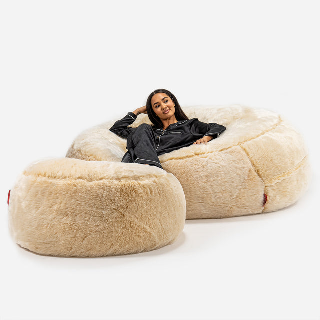 Mega-Mammoth Sofa Sitzsack XXL - Kunstfell Weiß 02