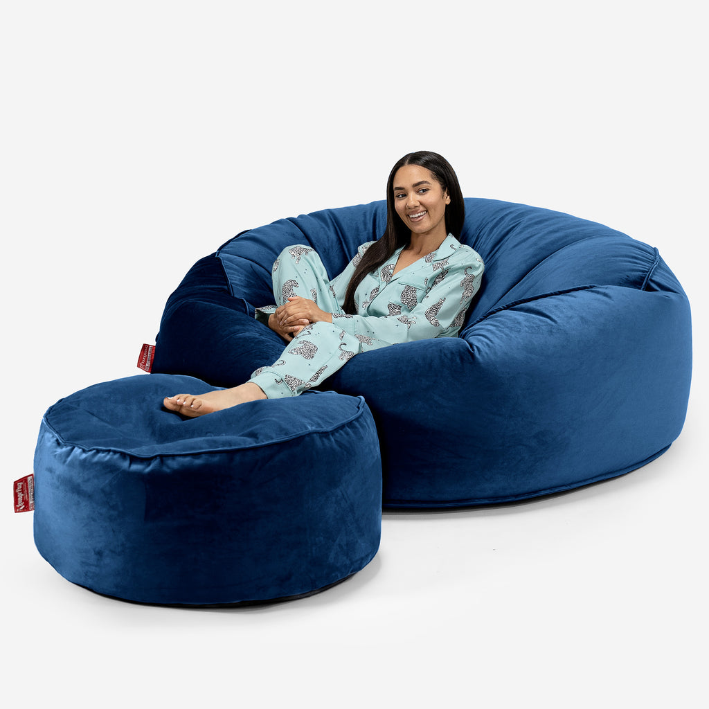 Mega-Mammoth Sofa Sitzsack XXL - Samt Marineblau 02