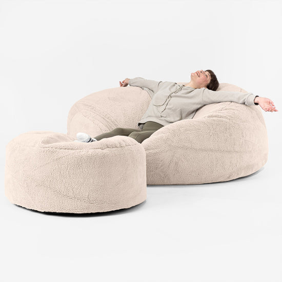 Mega-Mammoth Sofa Sitzsack XXL - Teddy Kunstfell Creme 02