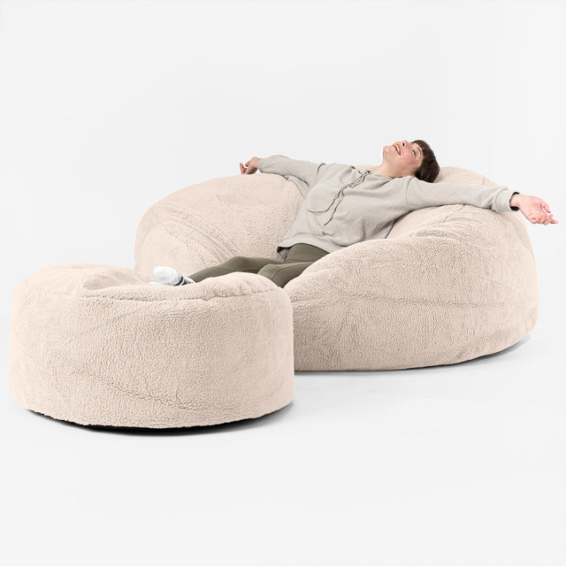 Mega-Mammoth Sofa Sitzsack XXL - Teddy Kunstfell Creme 02