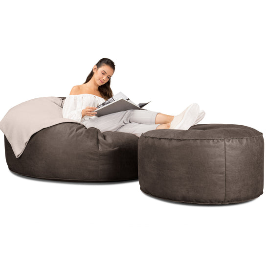 Mega-Mammoth Sofa Sitzsack XXL - Vintage Leder Schiefergrau 02