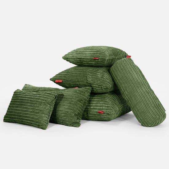 Nackenrolle Dekokissen / Sofa Kissenbezug 20 x 55cm - Cord Nadelwaldgrün 04