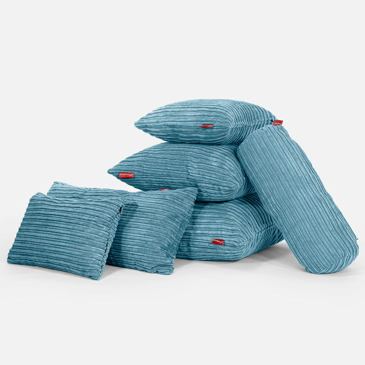 Nackenrolle Kissen 20 x 55cm - Cord Türkis 04