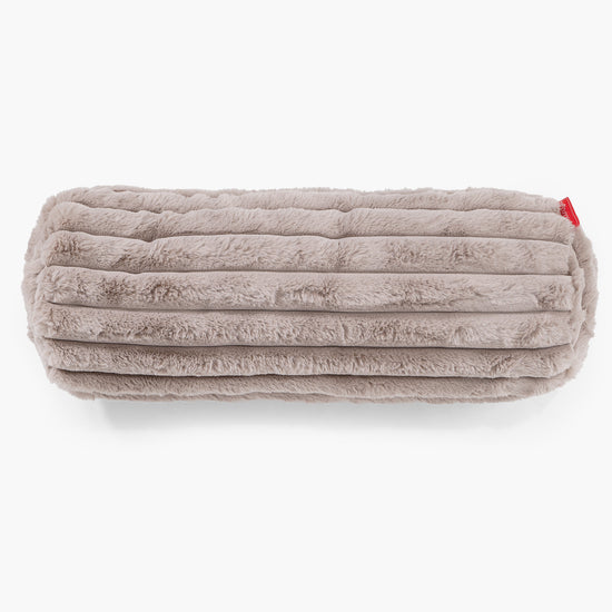 Nackenrolle Dekokissen / Sofa Kissenbezug 20 x 55cm - Ultra Plüsch Cord Nerzfarben 02