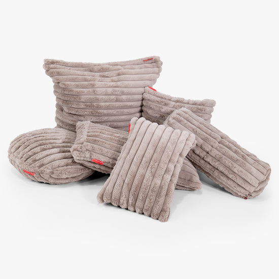 Nackenrolle Dekokissen / Sofa Kissenbezug 20 x 55cm - Ultra Plüsch Cord Nerzfarben 03