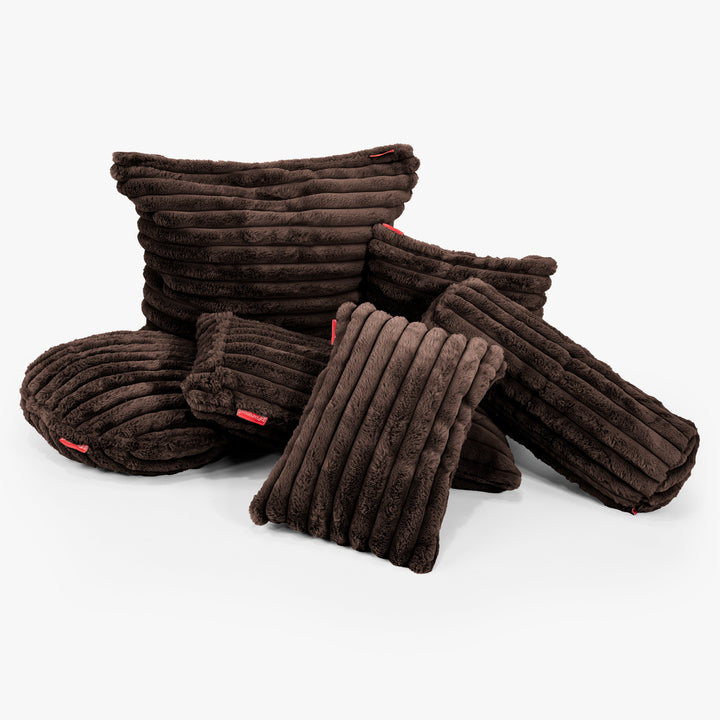 Nackenrolle Dekokissen / Sofa Kissenbezug 20 x 55cm - Ultra Plüsch Cord Nussbraun 03