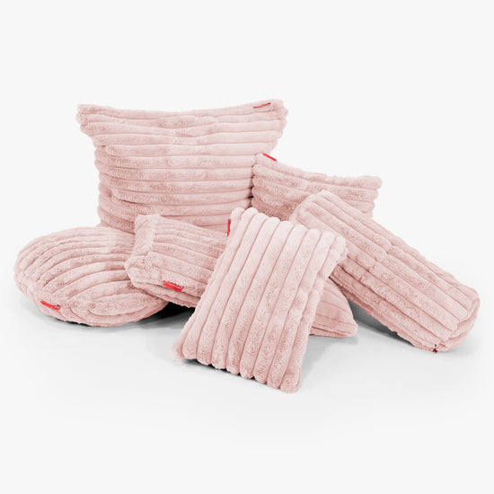 Nackenrolle Dekokissen / Sofa Kissenbezug 20 x 55cm - Ultra Plüsch Cord Pastellrosa 03
