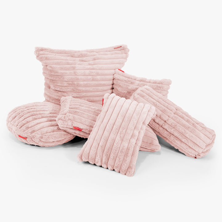 Nackenrolle Dekokissen / Sofa Kissenbezug 20 x 55cm - Ultra Plüsch Cord Pastellrosa 03