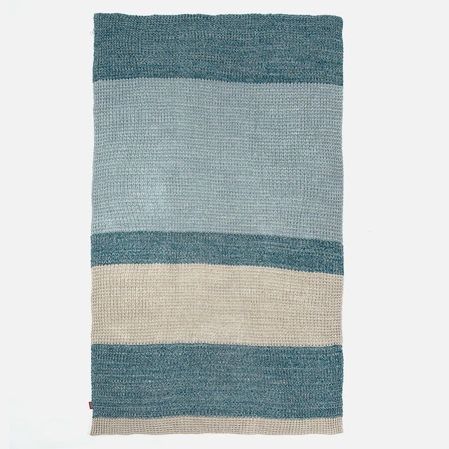Kuscheldecke / Tagesdecke - 100% Baumwoll Chester Blau 03