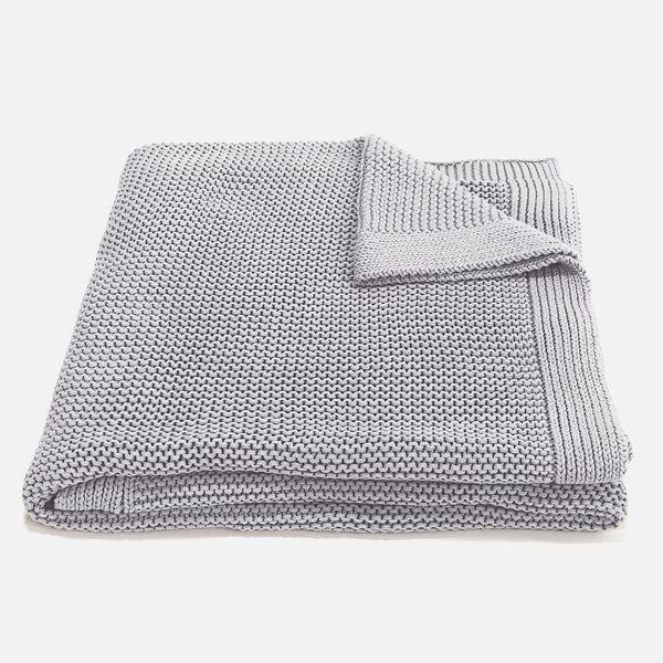 Kuscheldecke / Tagesdecke - 100% Baumwoll Ellos Hellgrau 01