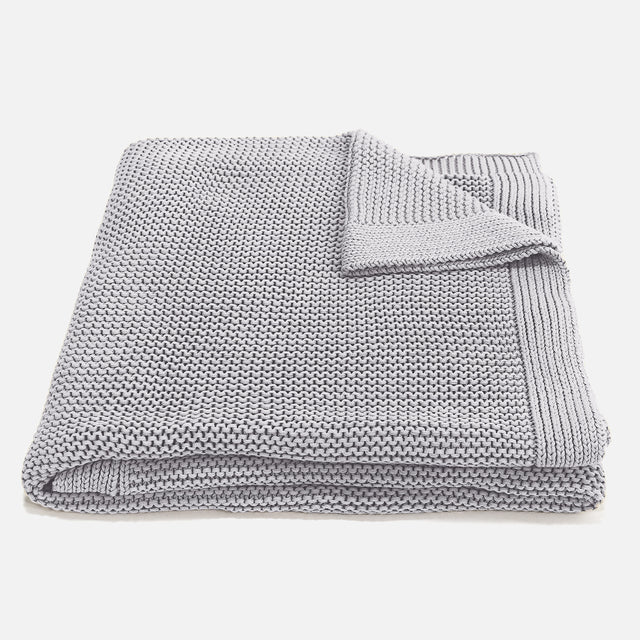 Kuscheldecke / Tagesdecke - 100% Baumwoll Ellos Hellgrau 01